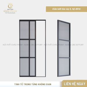 Cửa lưới lùa ray E, hệ 4516