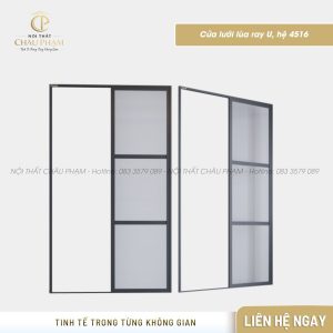 Cửa lưới lùa ray U, hệ 4516