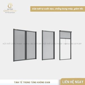 Cửa lưới tự cuốn dọc, chống bung mép, giảm tốc