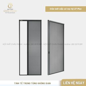 Cửa lưới xếp có ray hệ 27 Plus