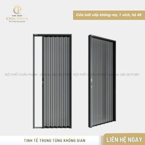 Cửa lưới xếp không ray, 1 xích, hệ 45