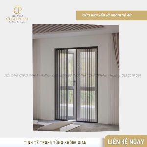 Cửa lưới xếp lá nhôm hệ 40