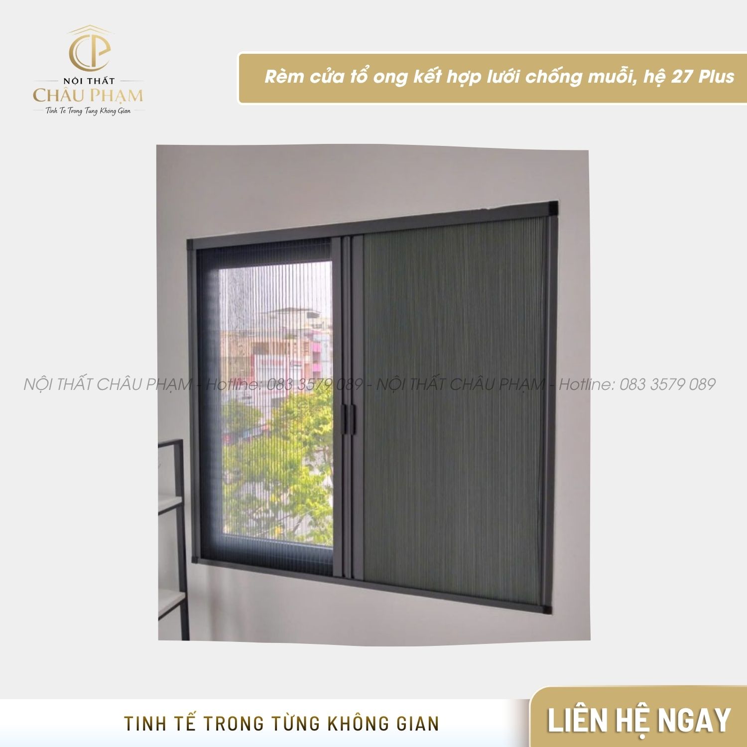 Rèm cửa tổ ong kết hợp lưới chống muỗi, hệ 27 Plus (2)