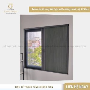 Rèm cửa tổ ong kết hợp lưới chống muỗi, hệ 27 Plus