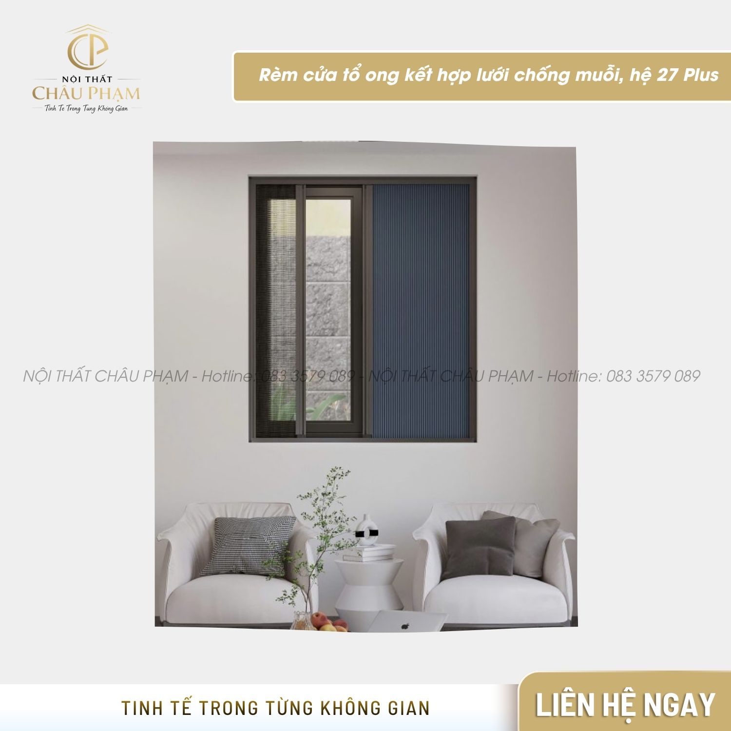 Rèm cửa tổ ong kết hợp lưới chống muỗi, hệ 27 Plus (7)