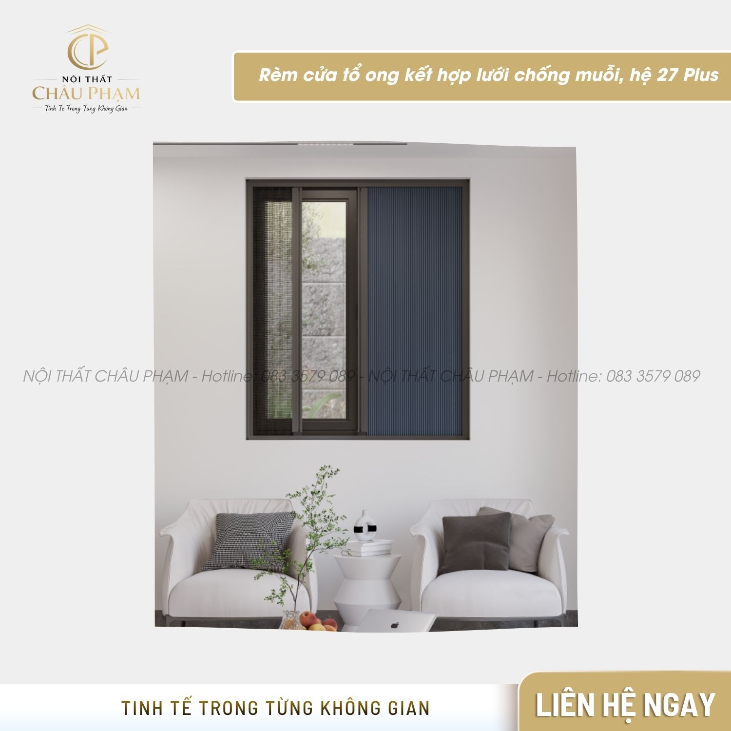 Rèm cửa tổ ong kết hợp lưới chống muỗi, hệ 27 Plus (8)