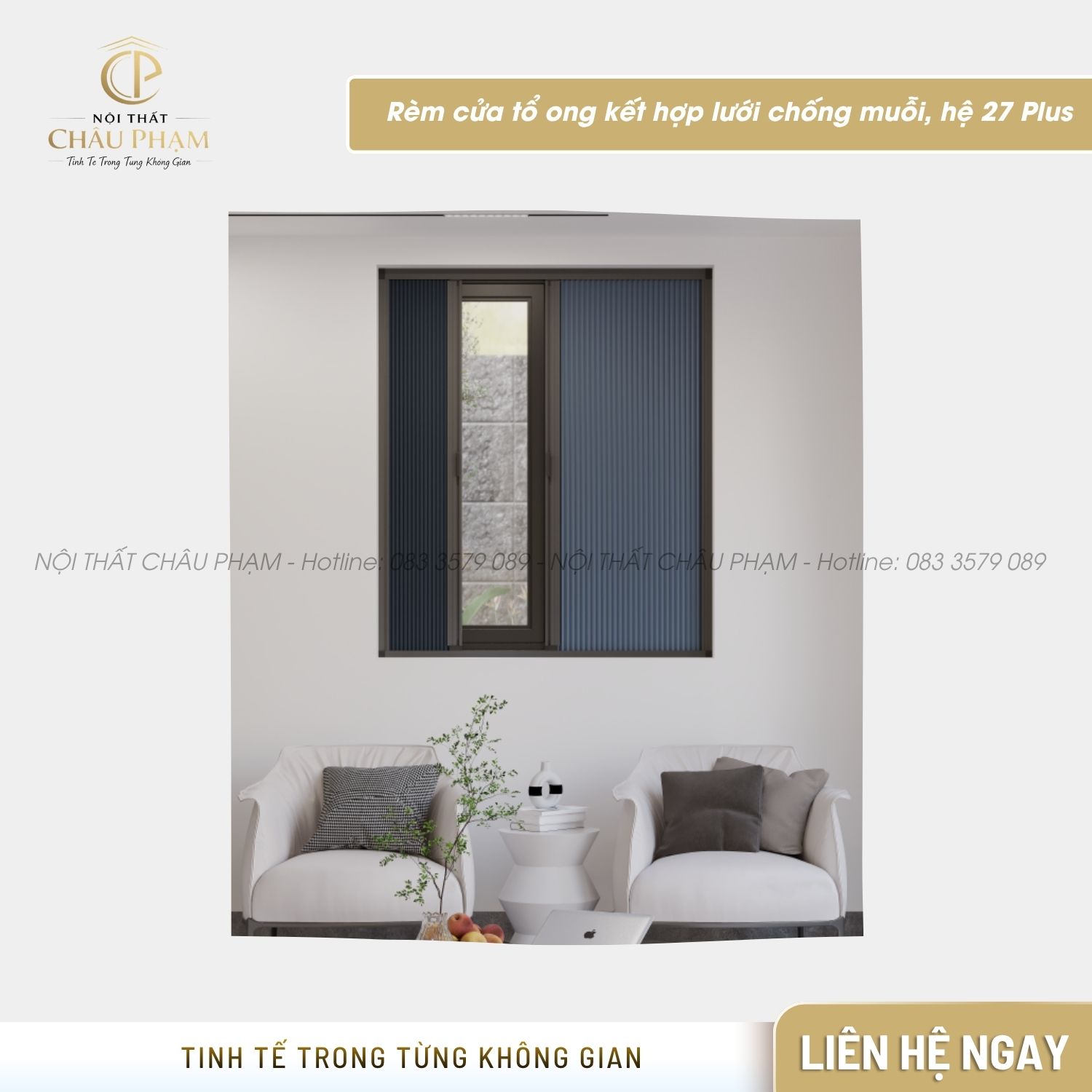 Rèm cửa tổ ong kết hợp lưới chống muỗi, hệ 27 Plus (9)