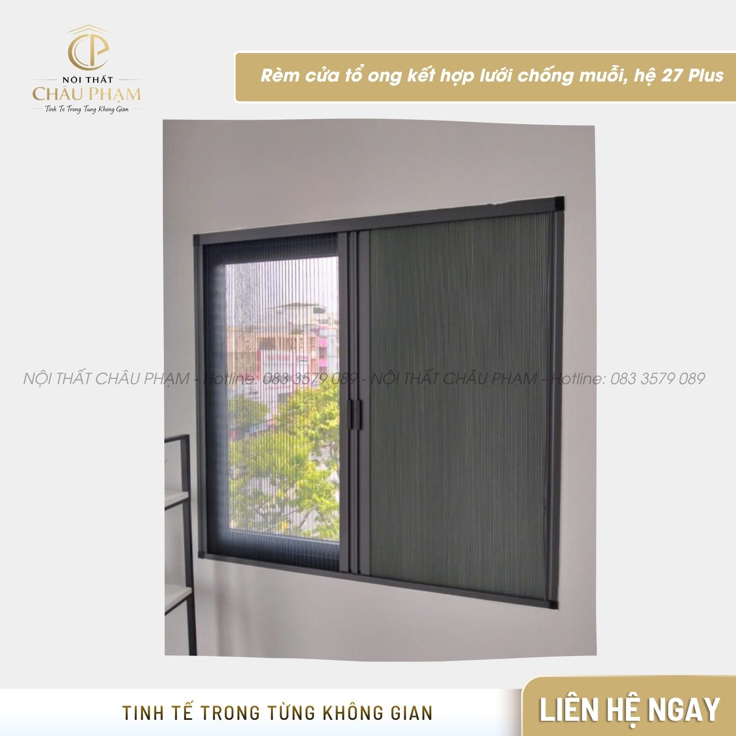 Rèm cửa tổ ong kết hợp lưới chống muỗi, hệ 27 Plus