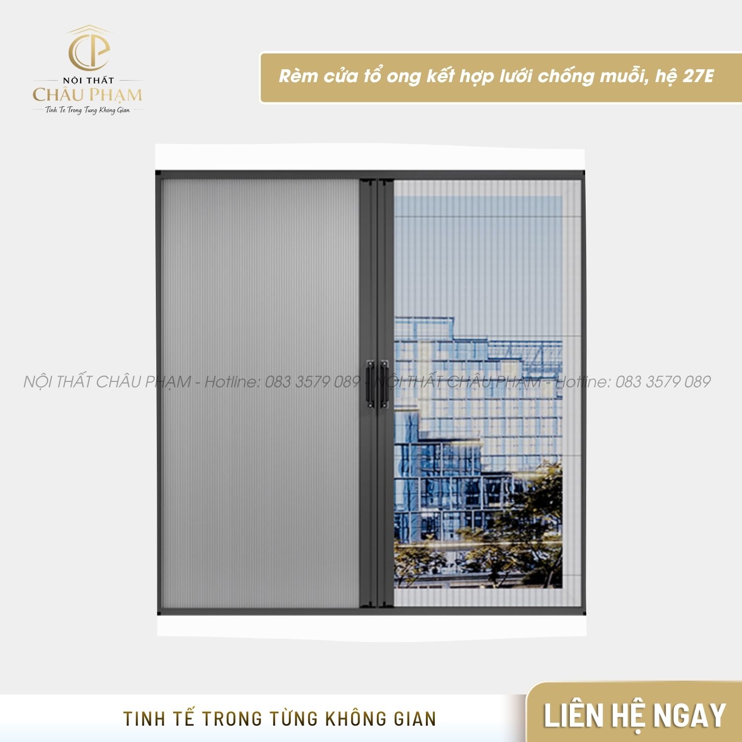Rèm cửa tổ ong kết hợp lưới chống muỗi, hệ 27E