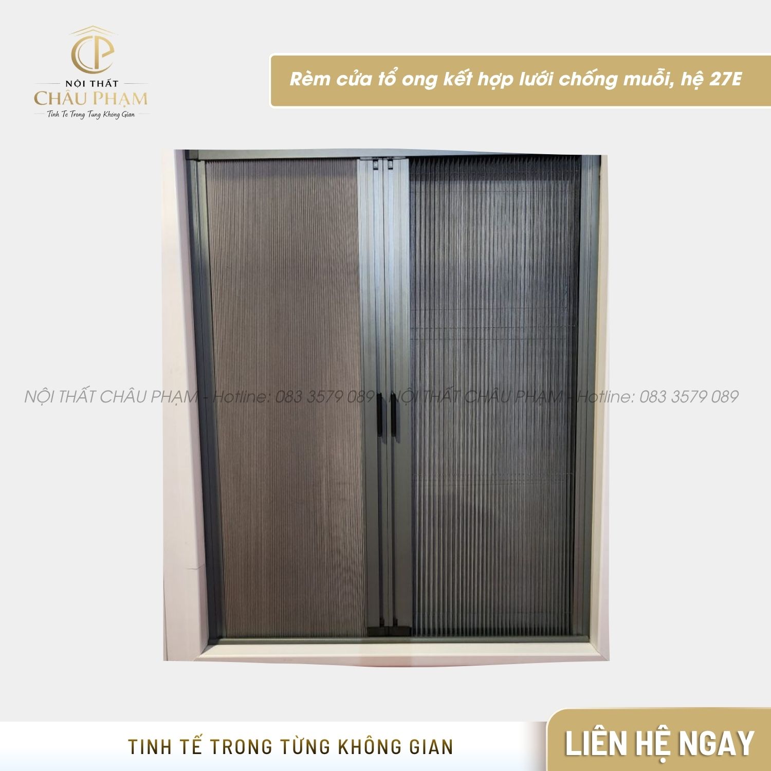 Rèm cửa tổ ong kết hợp lưới chống muỗi, hệ 27E (2)