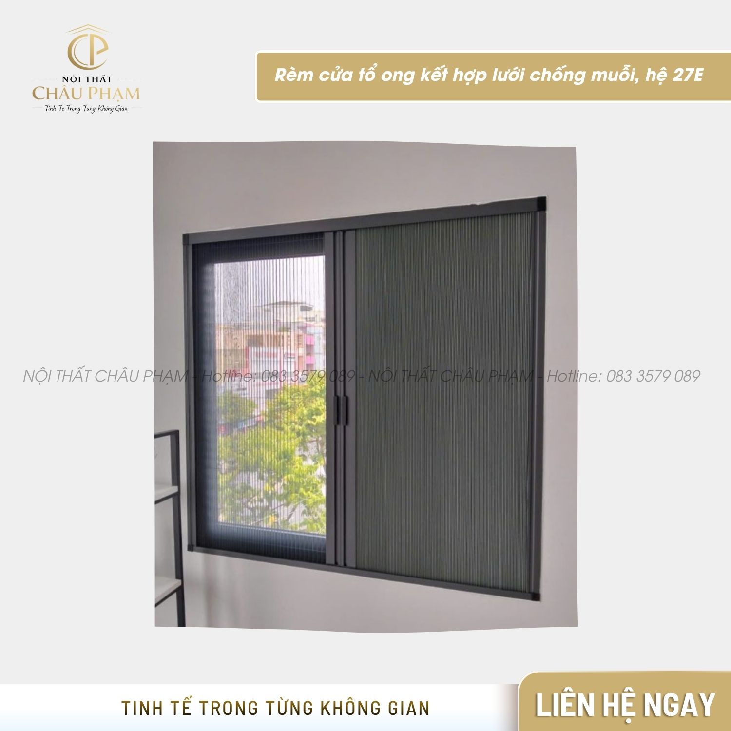 Rèm cửa tổ ong kết hợp lưới chống muỗi, hệ 27E (5)
